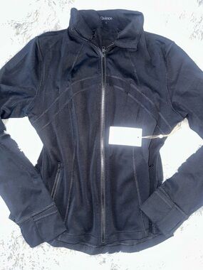 Quince Black Zip-Up Jacket - Classic Athletic Style - Large NWT